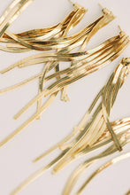 Load image into Gallery viewer, Skinny Gold Cascading Tassel Minimalist Statement Earrings