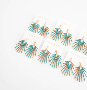 Turquoise Sunburst Statement Drop Earrings