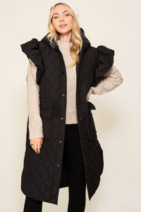 Puffer Vest with Ruffled Cap Sleeve