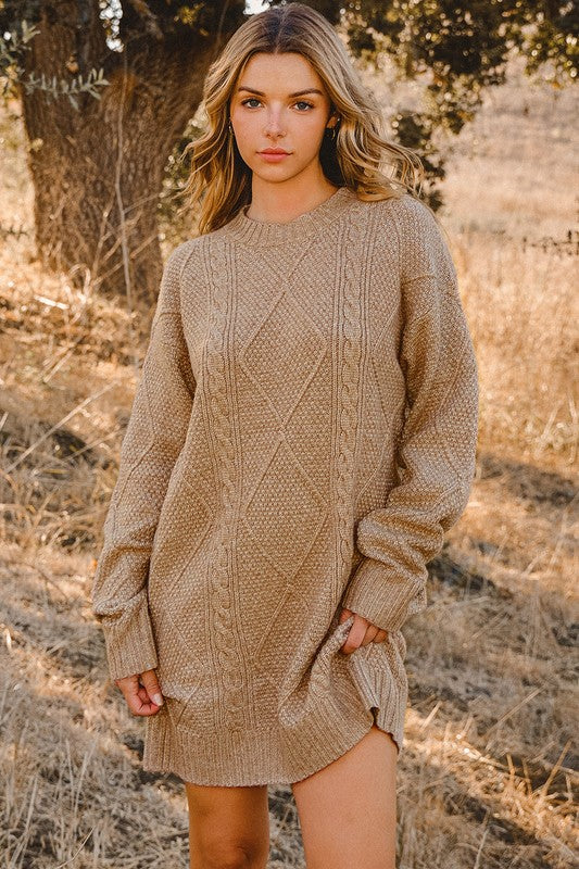 Cable Knit Sweater Dress