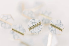 Load image into Gallery viewer, White Marble Hexagon Statement Stud Earrings