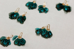 Peacock Feather Statement Tassel Earrings