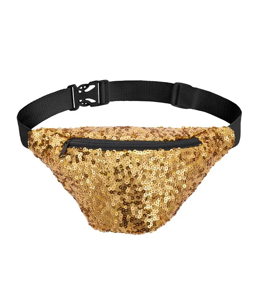 Gold Sequin Fanny Pack - Belt Bag with Adjustable Strap