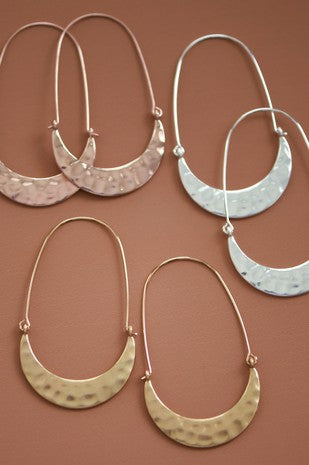 Hammered Metal Hoop Earrings