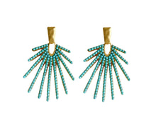 Load image into Gallery viewer, Turquoise Sunburst Statement Drop Earrings