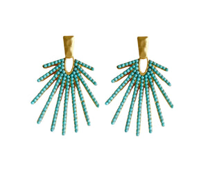 Turquoise Sunburst Statement Drop Earrings