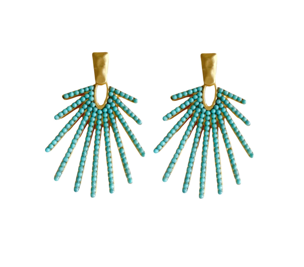 Turquoise Sunburst Statement Drop Earrings