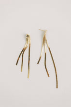 Load image into Gallery viewer, Skinny Gold Cascading Tassel Minimalist Statement Earrings