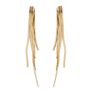 Skinny Gold Cascading Tassel Minimalist Statement Earrings