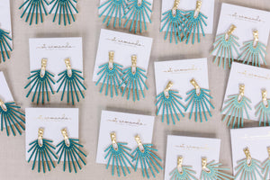 Turquoise Sunburst Statement Drop Earrings