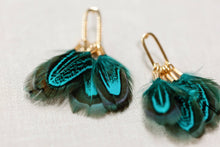 Load image into Gallery viewer, Peacock Feather Statement Tassel Earrings