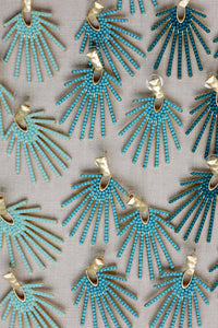 Turquoise Sunburst Statement Drop Earrings