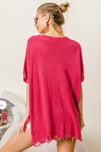 Load image into Gallery viewer, BiBi Distressed Hem V-Neck Slit Sweater