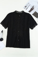 Load image into Gallery viewer, Lace Detail Button Up Short Sleeve Shirt