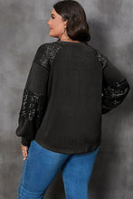 Load image into Gallery viewer, Plus Size Lucky Clover Sequin Round Neck Blouse