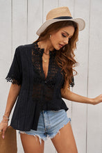 Load image into Gallery viewer, Lace Detail Button Up Short Sleeve Shirt