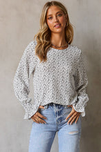 Load image into Gallery viewer, Floral Round Neck Flounce Sleeve Blouse
